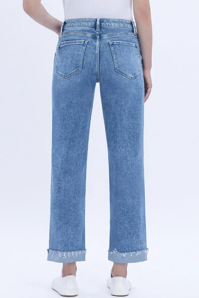 hirise cuff crop straight jean
