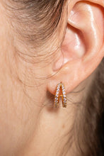 Load image into Gallery viewer, 18k pave double hoop
