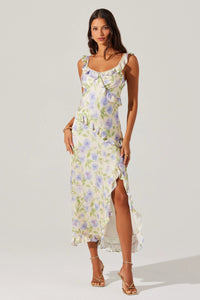 rose print midi dress