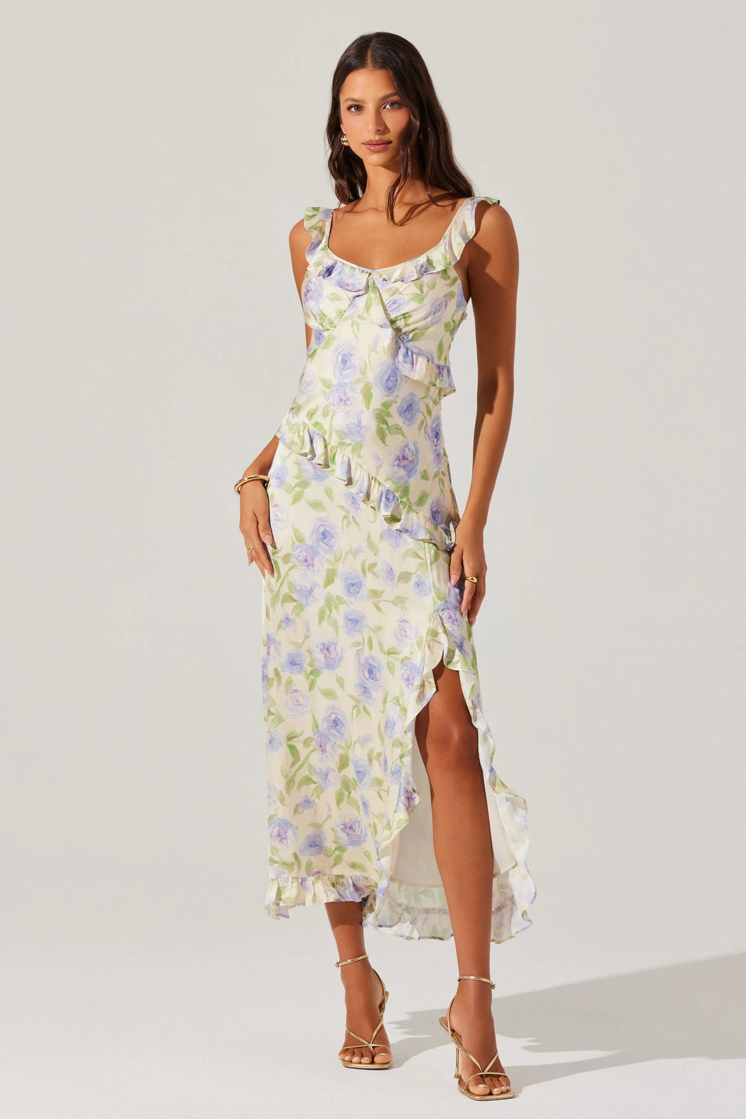 rose print midi dress