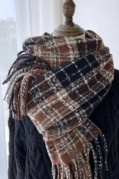 plaid tassel scarf