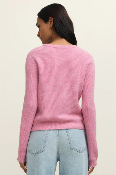 button soft rib cardigan