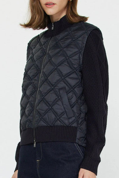 combo quilted sweater jacket