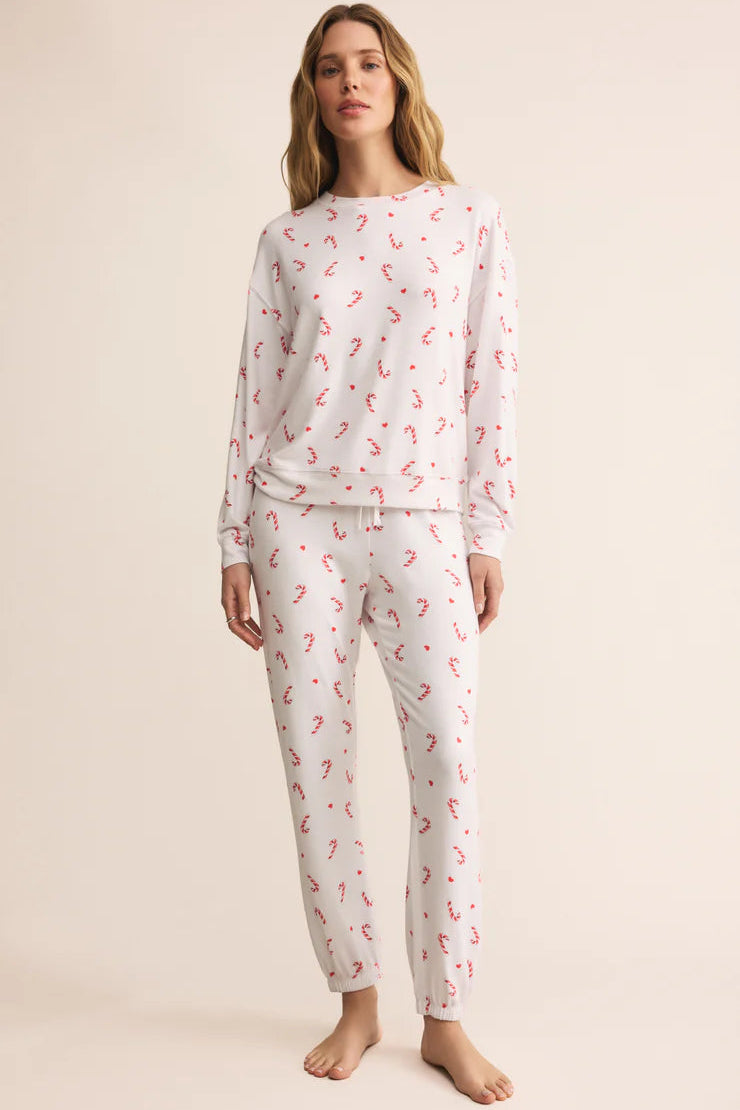 cozy candy cane pj set