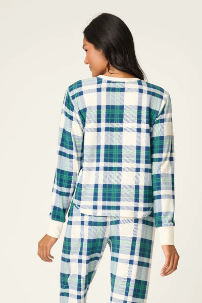 cozy plaid long sleeve top