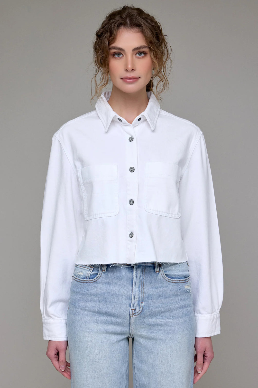 crop denim shacket