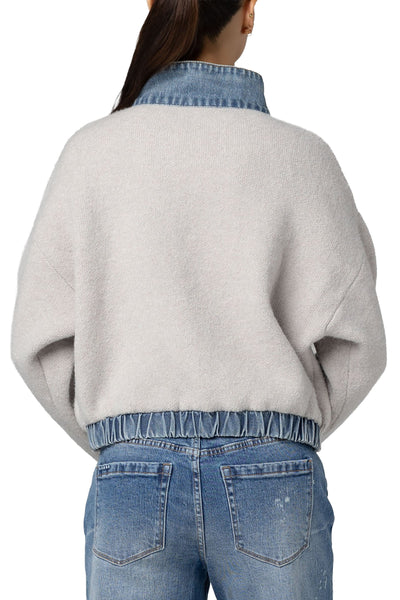 denim pocket zip cardigan