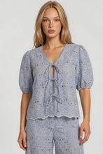 Load image into Gallery viewer, embroidered tie blouse
