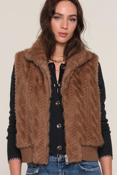 faux fur zip vest