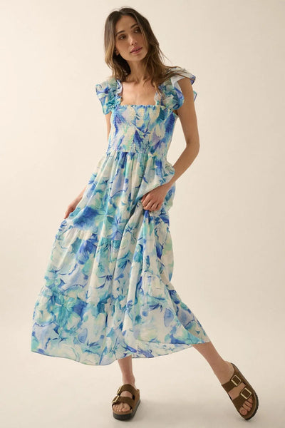 flutter sleeve floral dress
