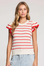 Load image into Gallery viewer, flutter sleeve stripe sweater
