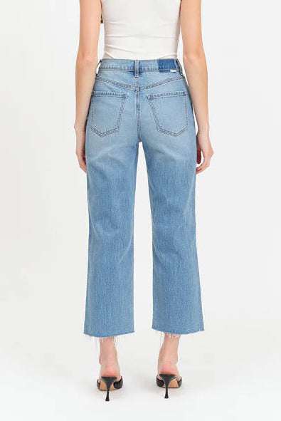 women hirise straight crop denim