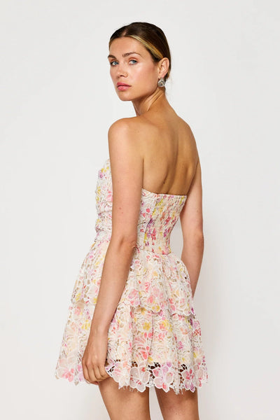 lace strapless tier dress