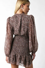 Load image into Gallery viewer, leop long sleeve smock waist dress
