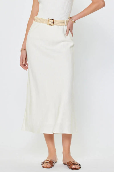 linen midi skirt + belt