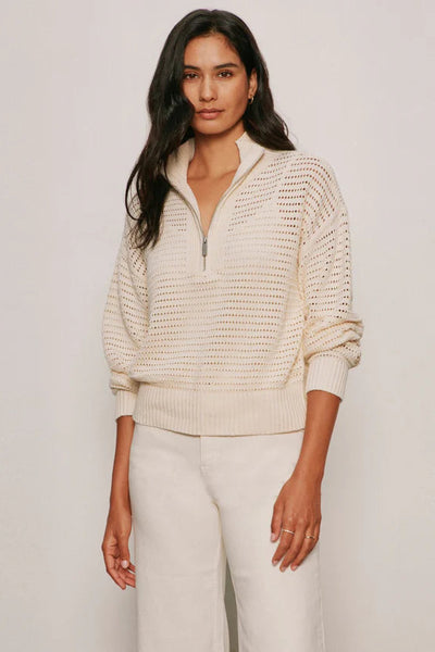 open knit 1/2 zip sweater