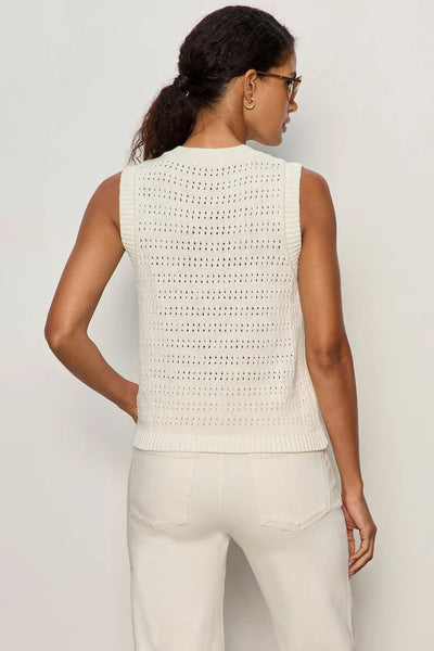 pointelle button tank