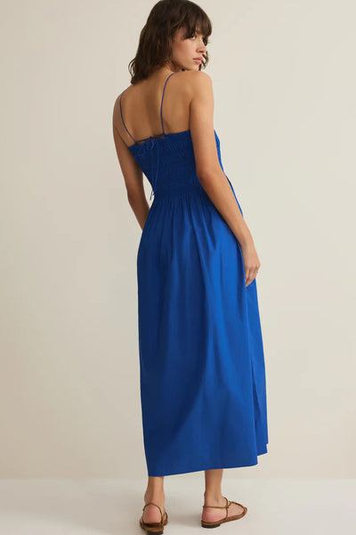 poplin smocked midi dress