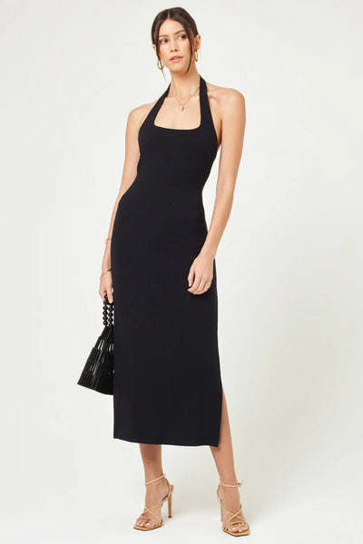 rib midi halter dress