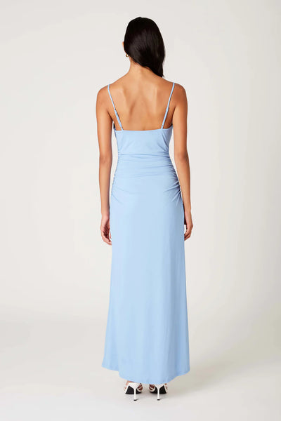 ruched strappy maxi dress