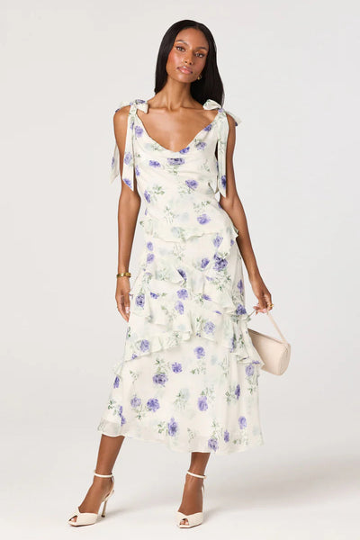 ruffle trim floral dress