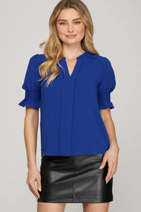 smock sleeve v neck blouse