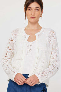 square pointelle cardigan