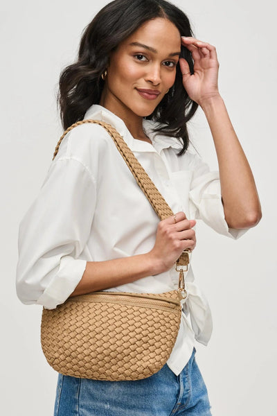 sustainable crossbody woven bag