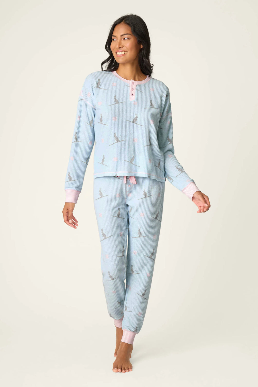 thermal jammie 2 piece set ski bunny