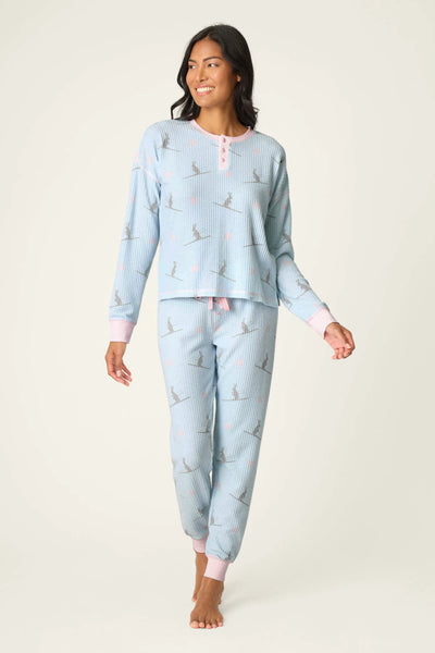 thermal jammie 2 piece set ski bunny