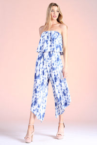 tie dye slant hem jumpsuit