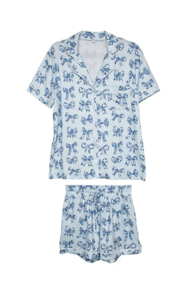 toile bows pj set short set
