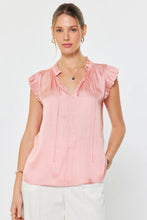 Load image into Gallery viewer, v-neck pleat short sleeve blouse
