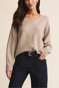 v neck heathered sweater