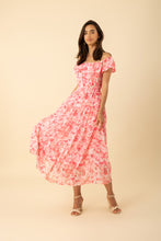 Load image into Gallery viewer, watercolor off shoulder chiffon maxi dress
