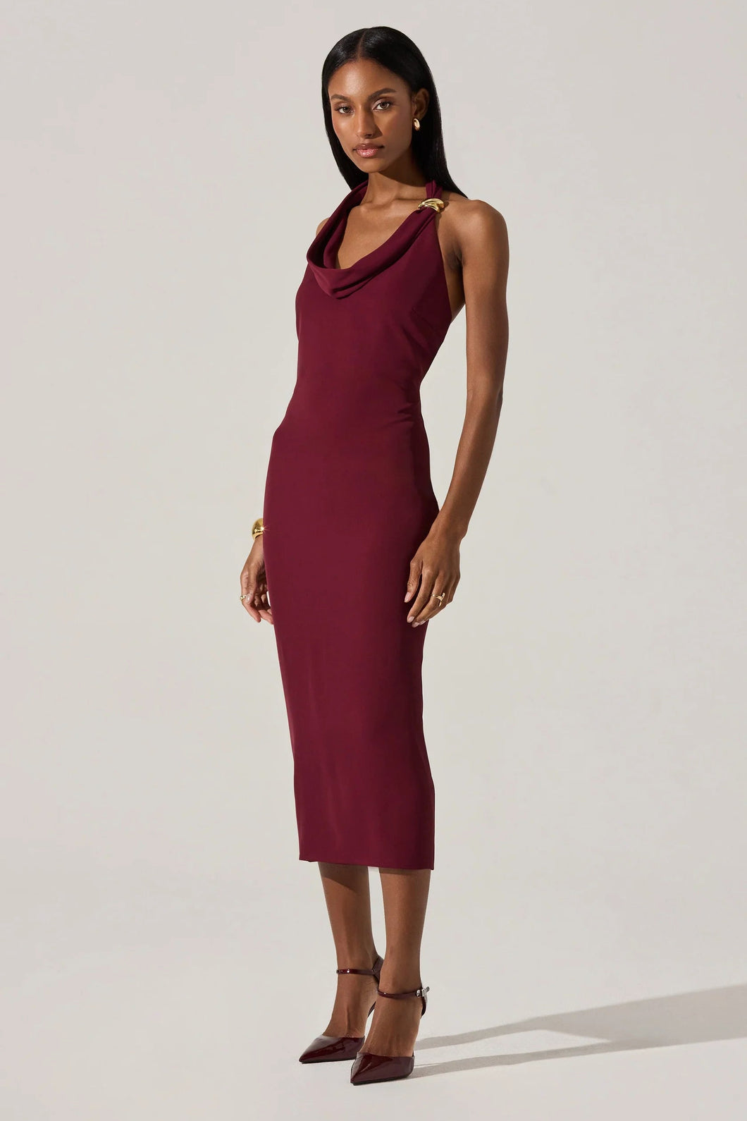 cowl halter dress
