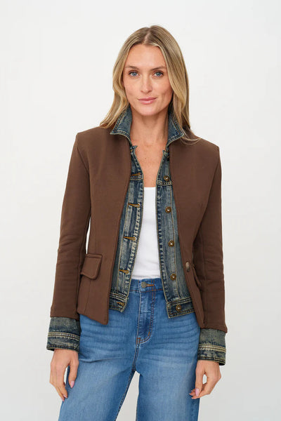 denim insert ponte jacket
