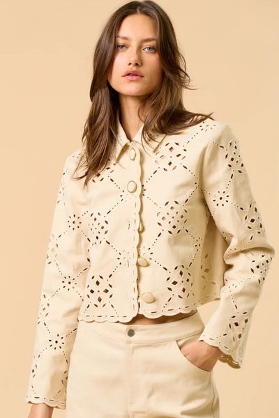 eyelet button jacket