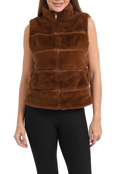 faux fur zip vest