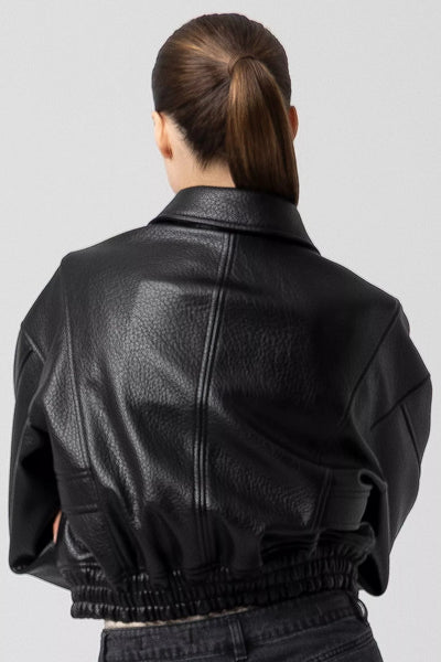 faux leather bomber jacket