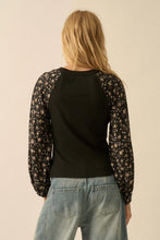 Load image into Gallery viewer, floral sleeve henley
