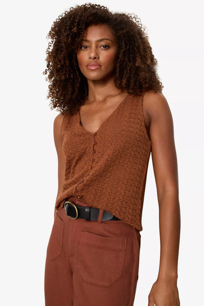 knit button v neck tank