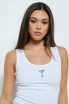 martini embroidered tank