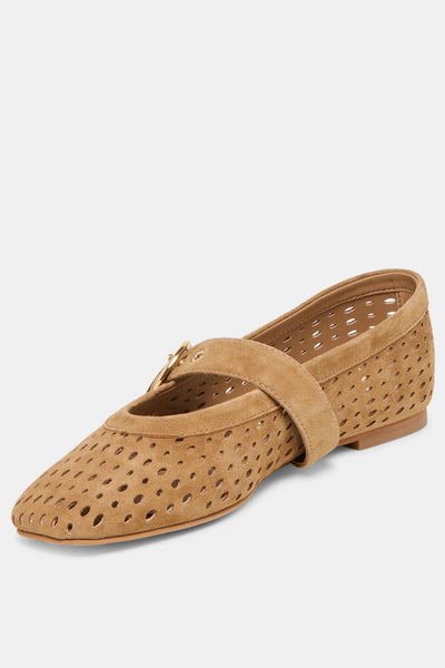 perforated suede flat