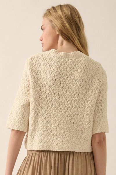 short sleeve textured crop cardi