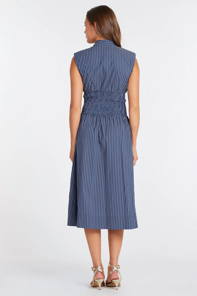 stripe zip front midi dress
