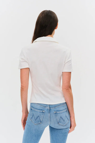 rib collard short sleeve top