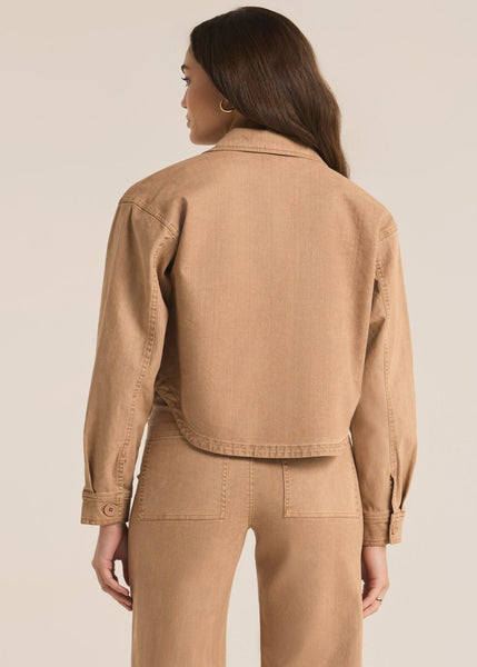 washed twill crop jacket