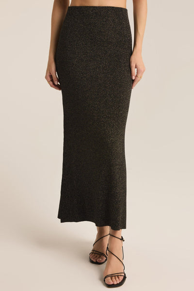 metallic rib sweater knit skirt