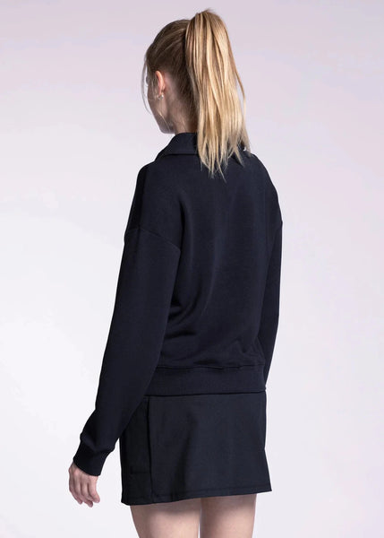 women 1/4 zip collar jersey top